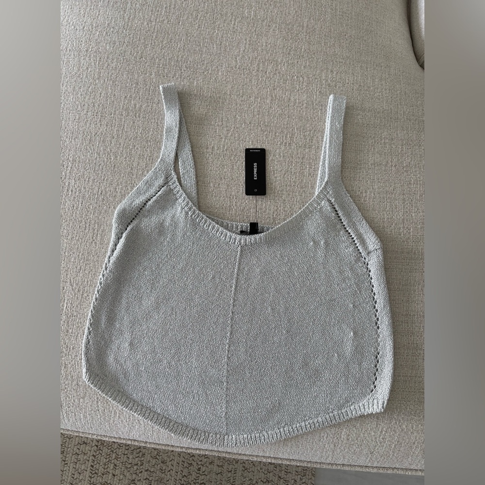 WITH TAGS, NEVER WORN. Express White Knit Tank with Subtle Sheen